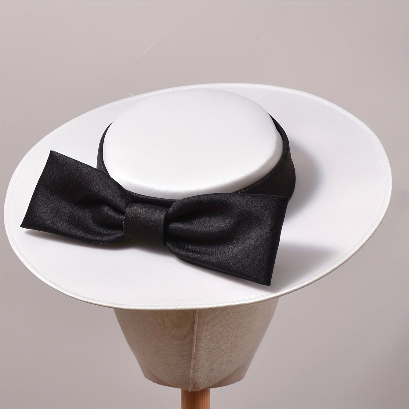 Satin Boater Hat with Bow