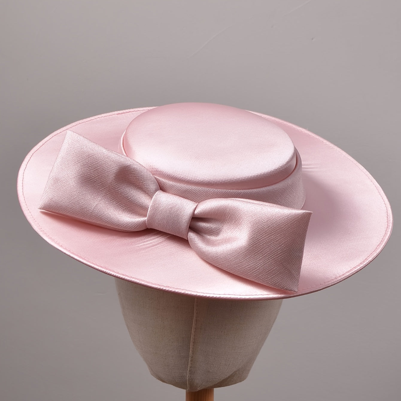 Satin Boater Hat with Bow