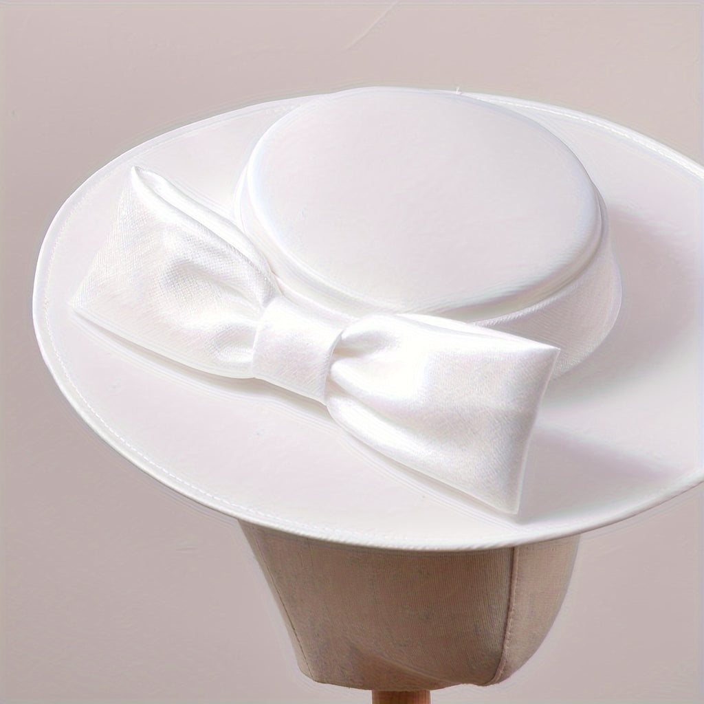 Satin Boater Hat with Bow