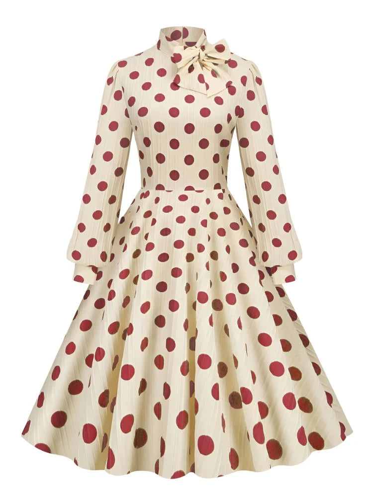 Red Polka Dot Dress with Long Sleeves - Monique Skater