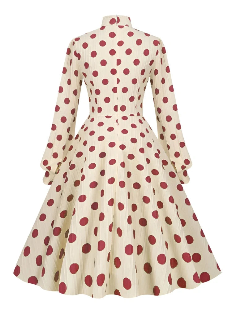 Red Polka Dot Dress with Long Sleeves - Monique Skater