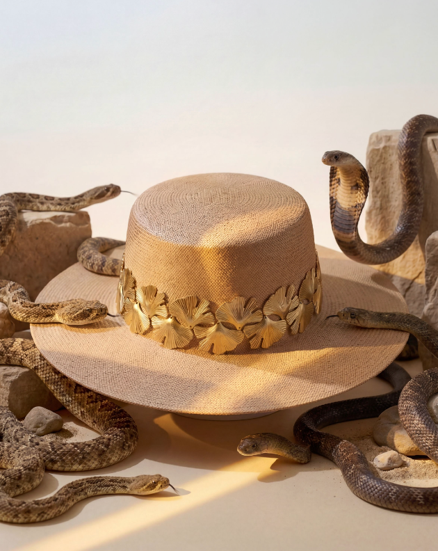 Straw Canotier with Gingko Charms