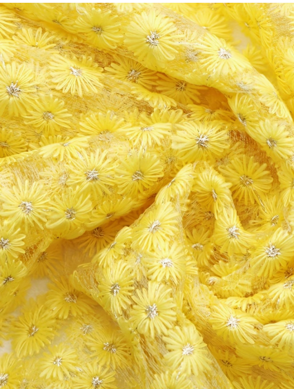 Yellow Floral Embroidered Tailored Coat Dress