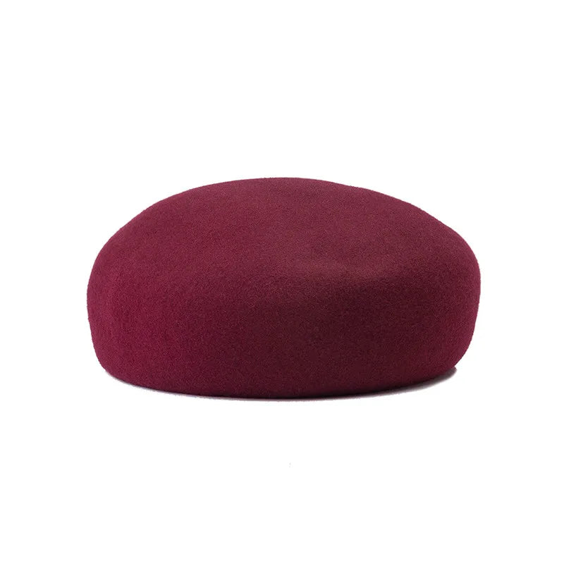 red Pillbox Hat 100% Wool Trapeze Shaped red 