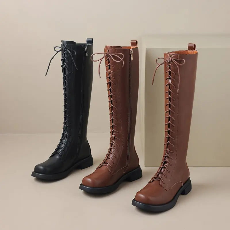 Knee high lace up 2025 riding boots