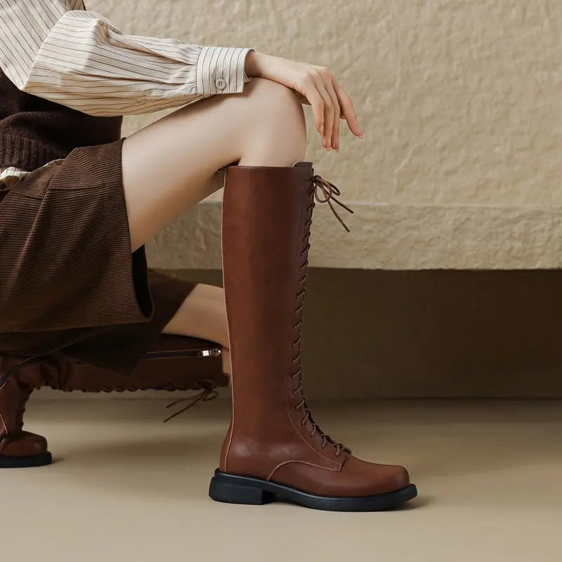 Lace up riding boots top womens