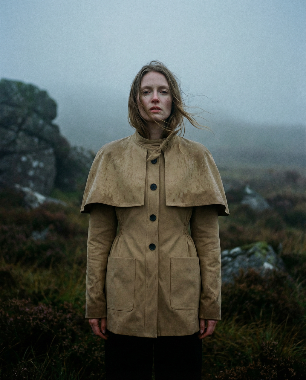 Structured Cotton-Twill Cape-Detail Utility Jacket