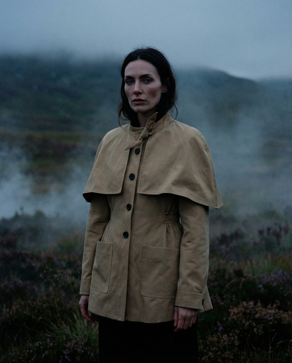 Structured Cotton-Twill Cape-Detail Utility Jacket