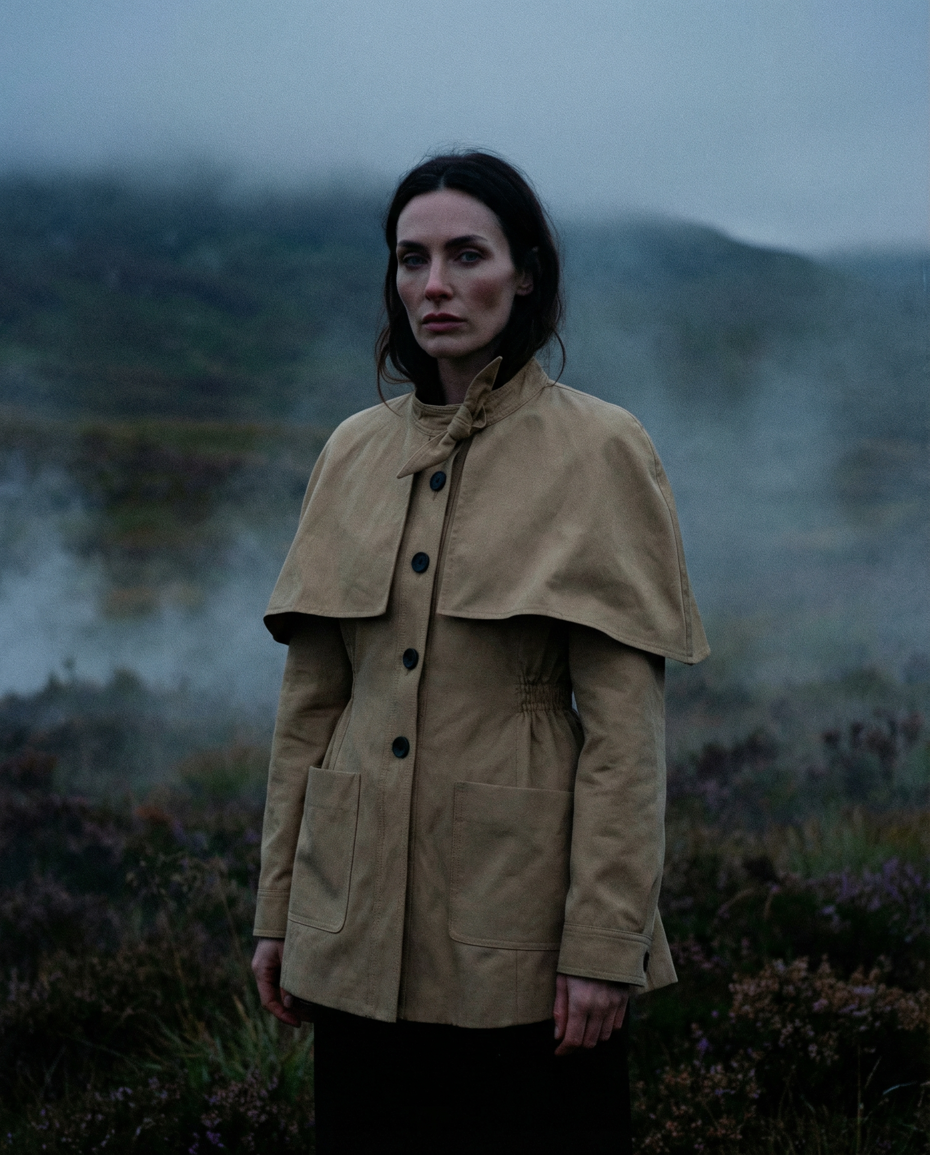 Structured Cotton-Twill Cape-Detail Utility Jacket