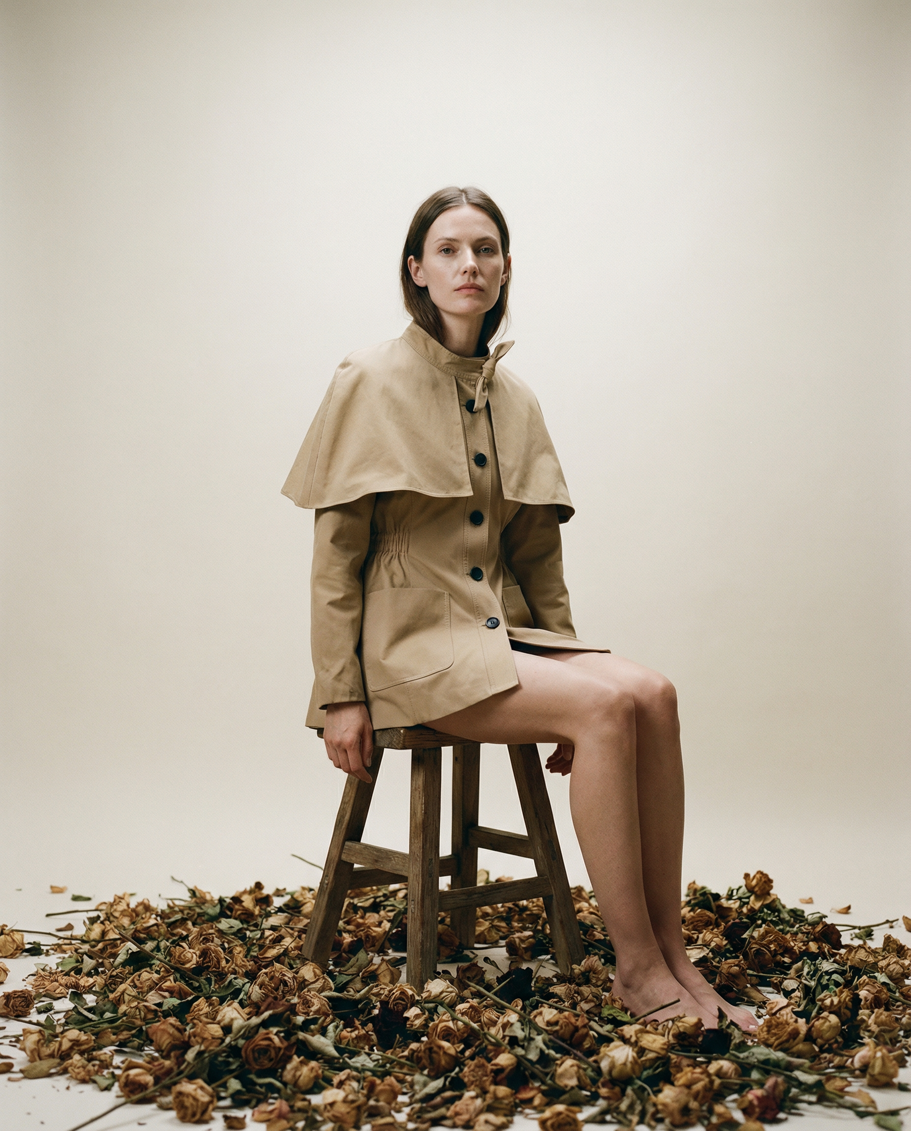 Structured Cotton-Twill Cape-Detail Utility Jacket