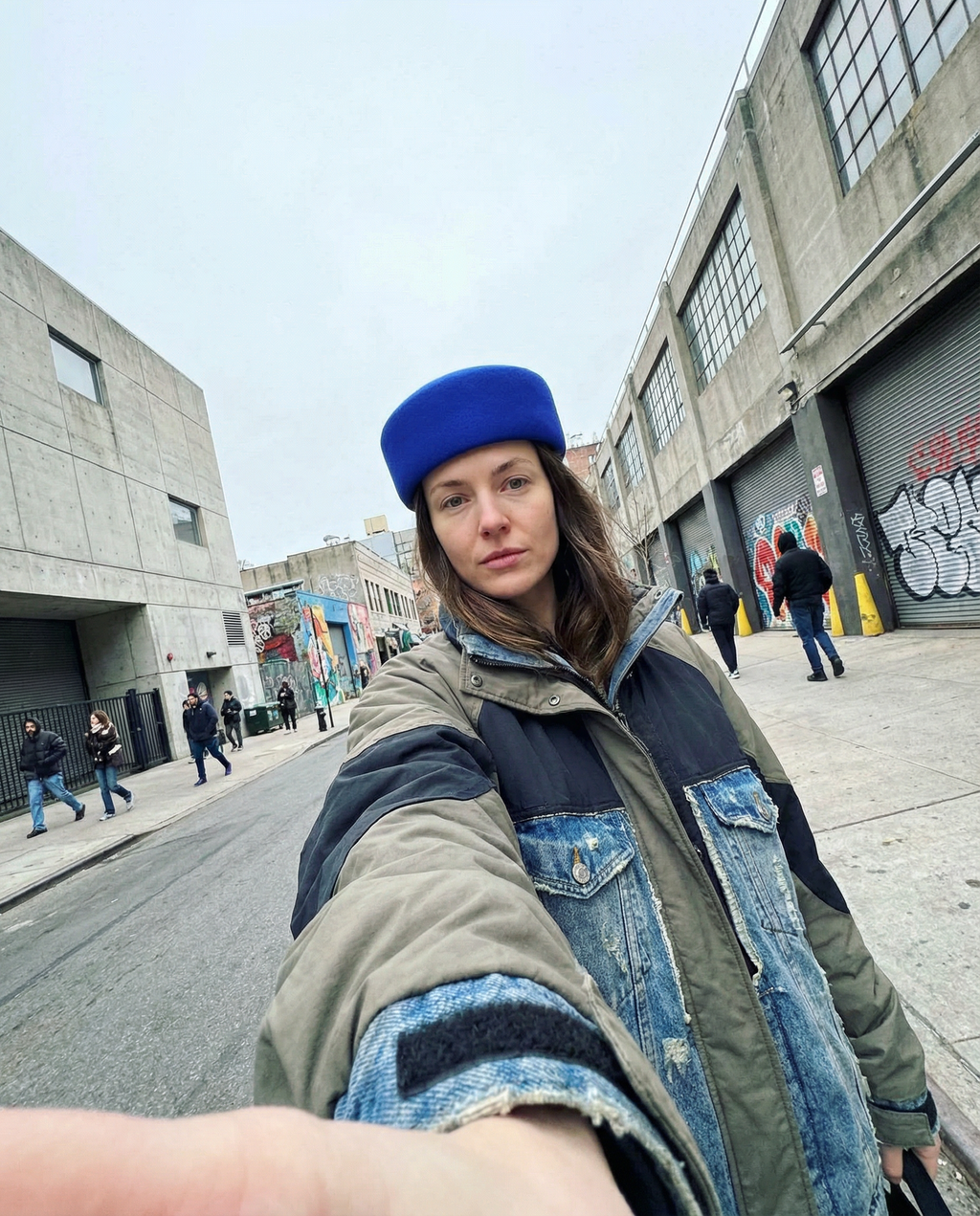 Royal Blue Pillbox Hat 100% Wool Adjustable