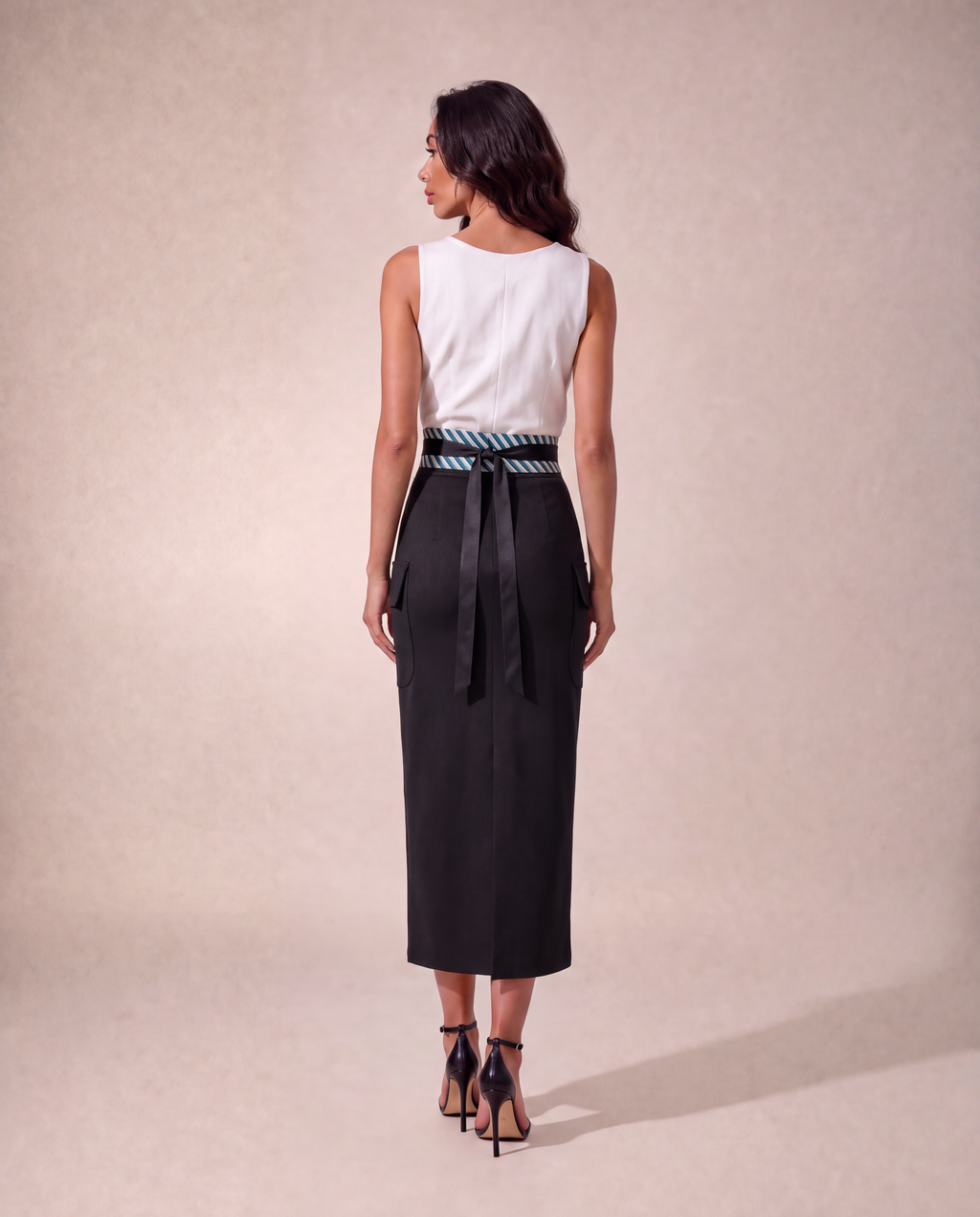 Tailored Midaxi Pencil Skirt with Statement Patch Pockets