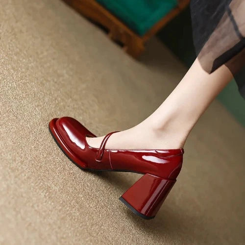 Vintage Square Toe Block Heel Mary Janes
