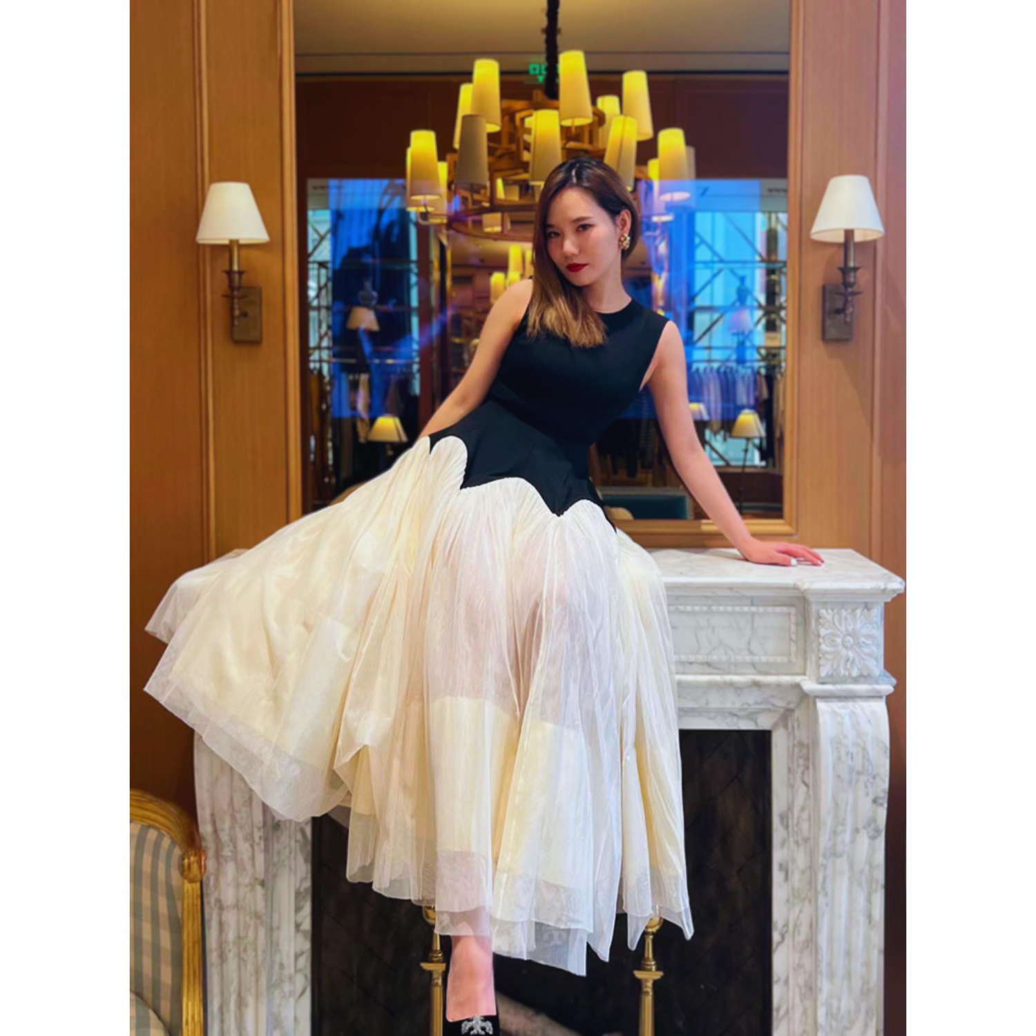 Black and top gold tulle skirt