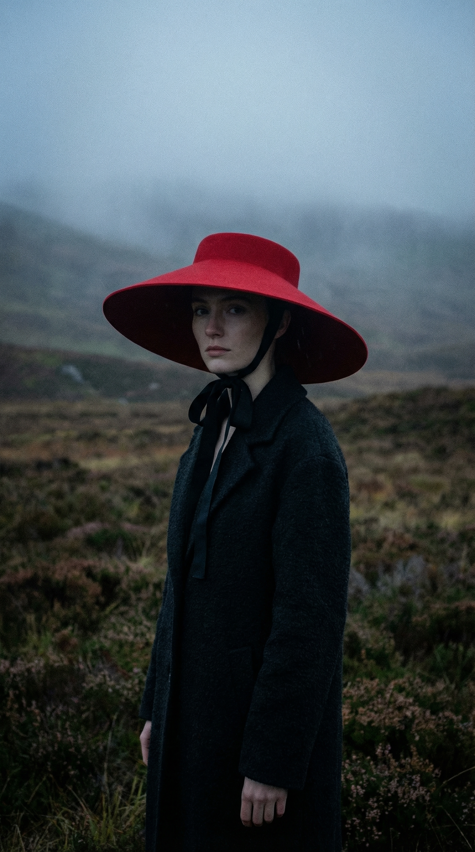 Audrey-Inspired Black Wide Brim Felt Hat with Ribbon