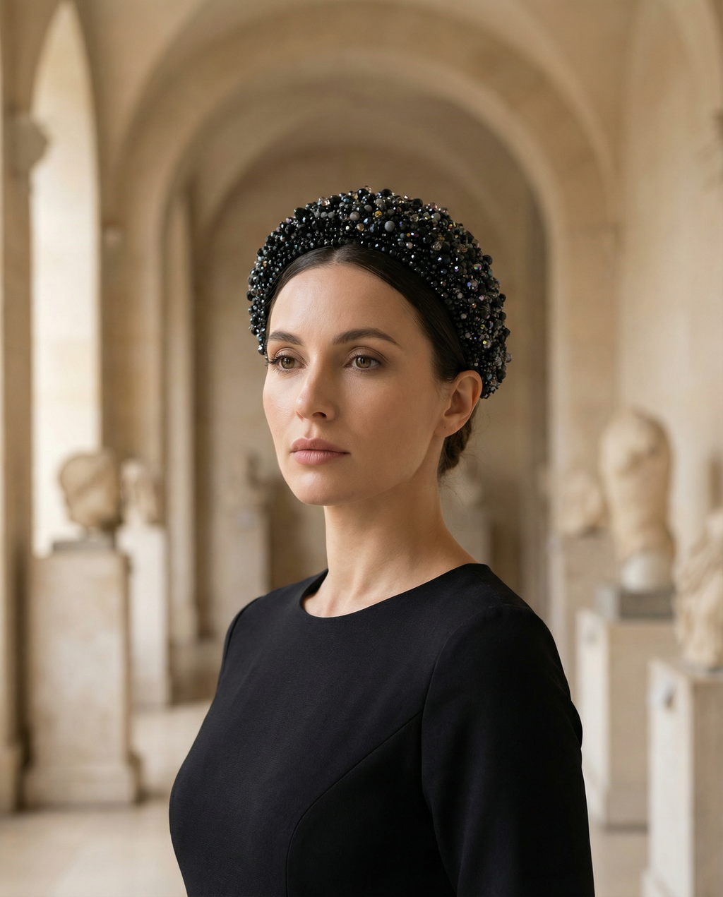 Extra Wide Austrian Crystal Embroidered Headband