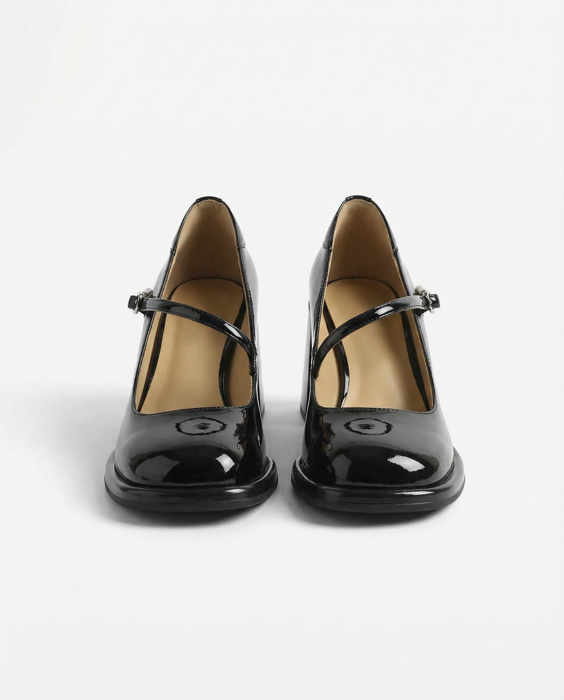 Vintage Square Toe Block Heel Mary Janes - Black