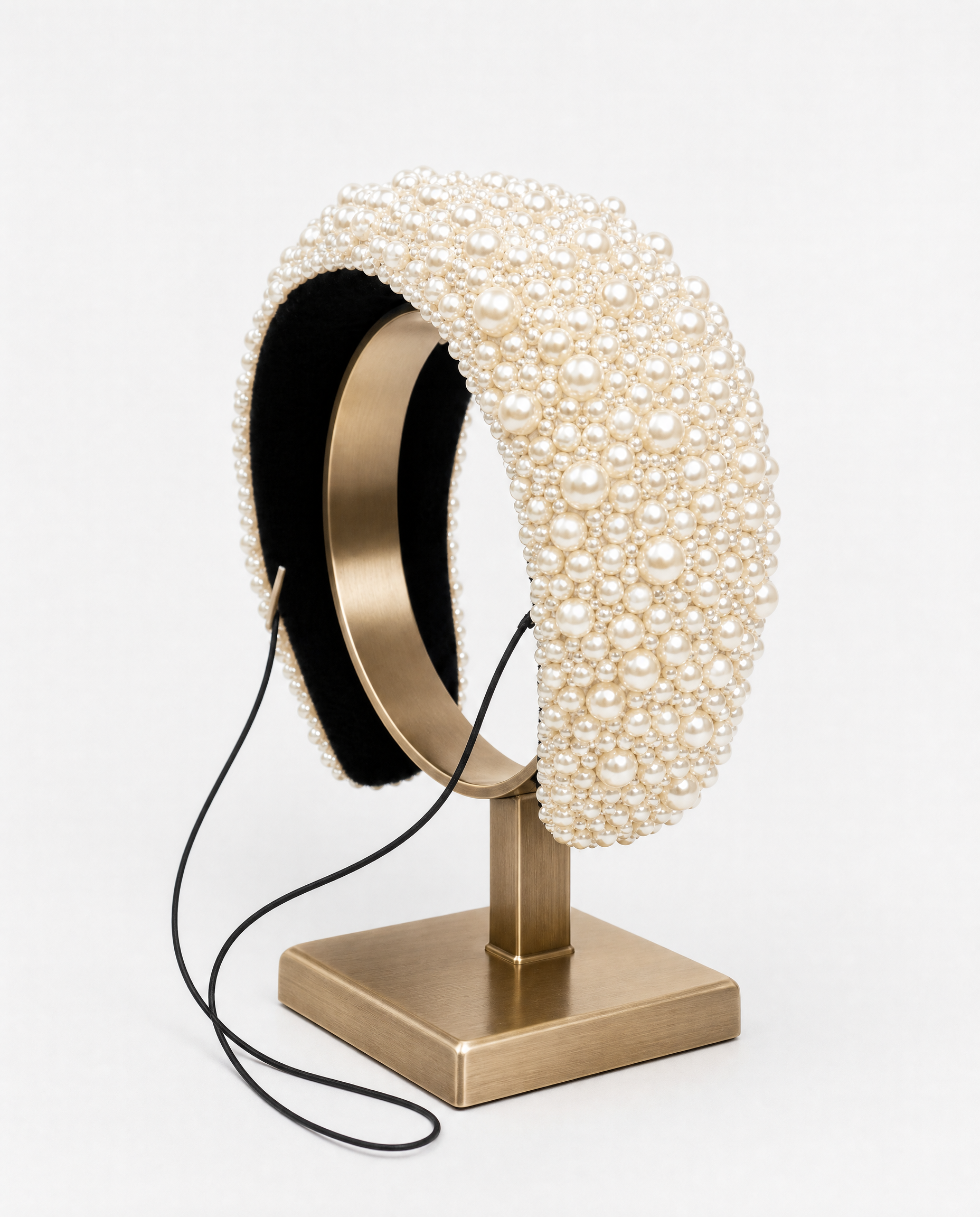 The Heirloom Pearl Couture Headband – Hand-Embroidered Bridal Statement Piece
