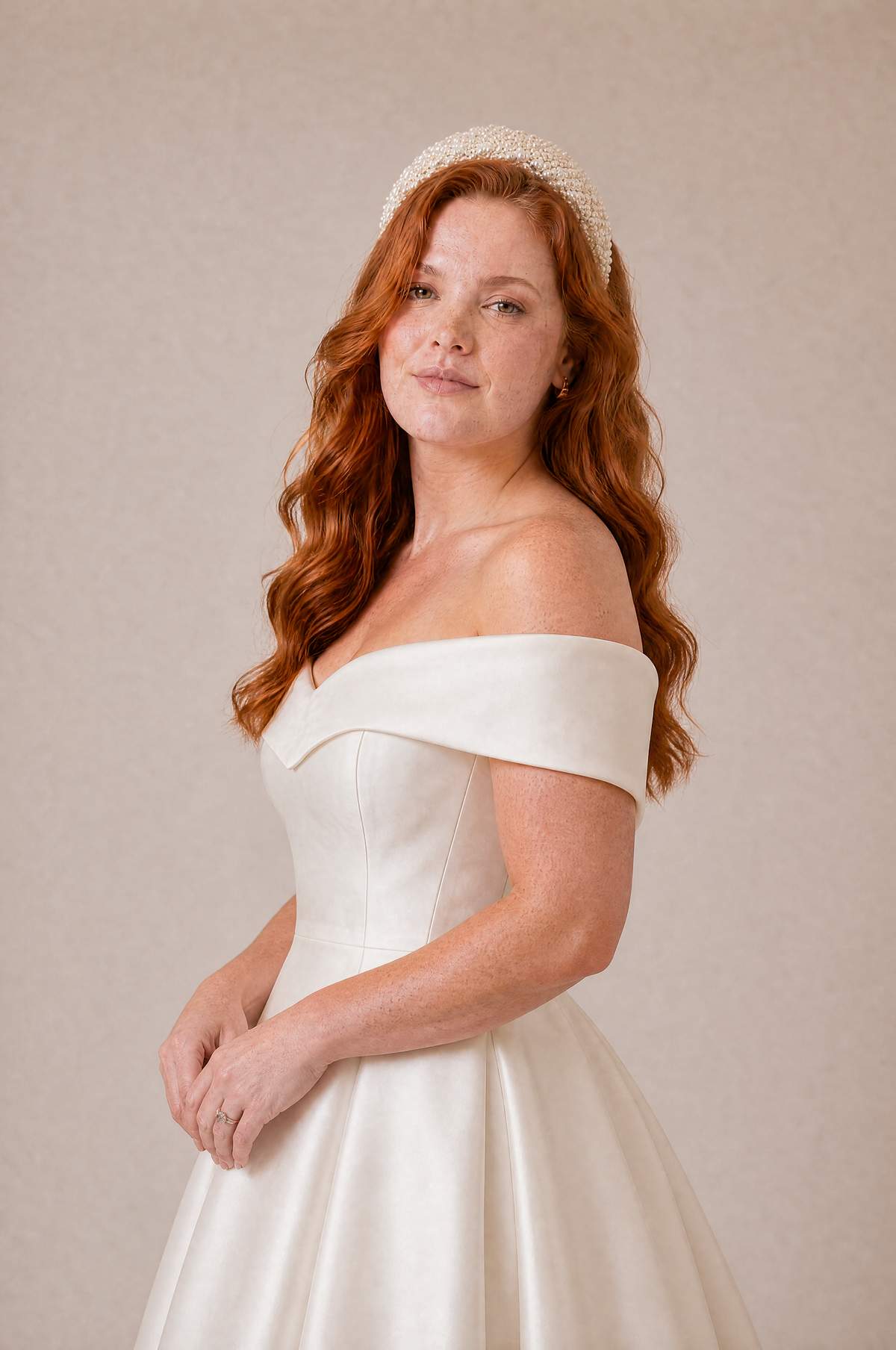 The Heirloom Pearl Couture Headband – Hand-Embroidered Bridal Statement Piece