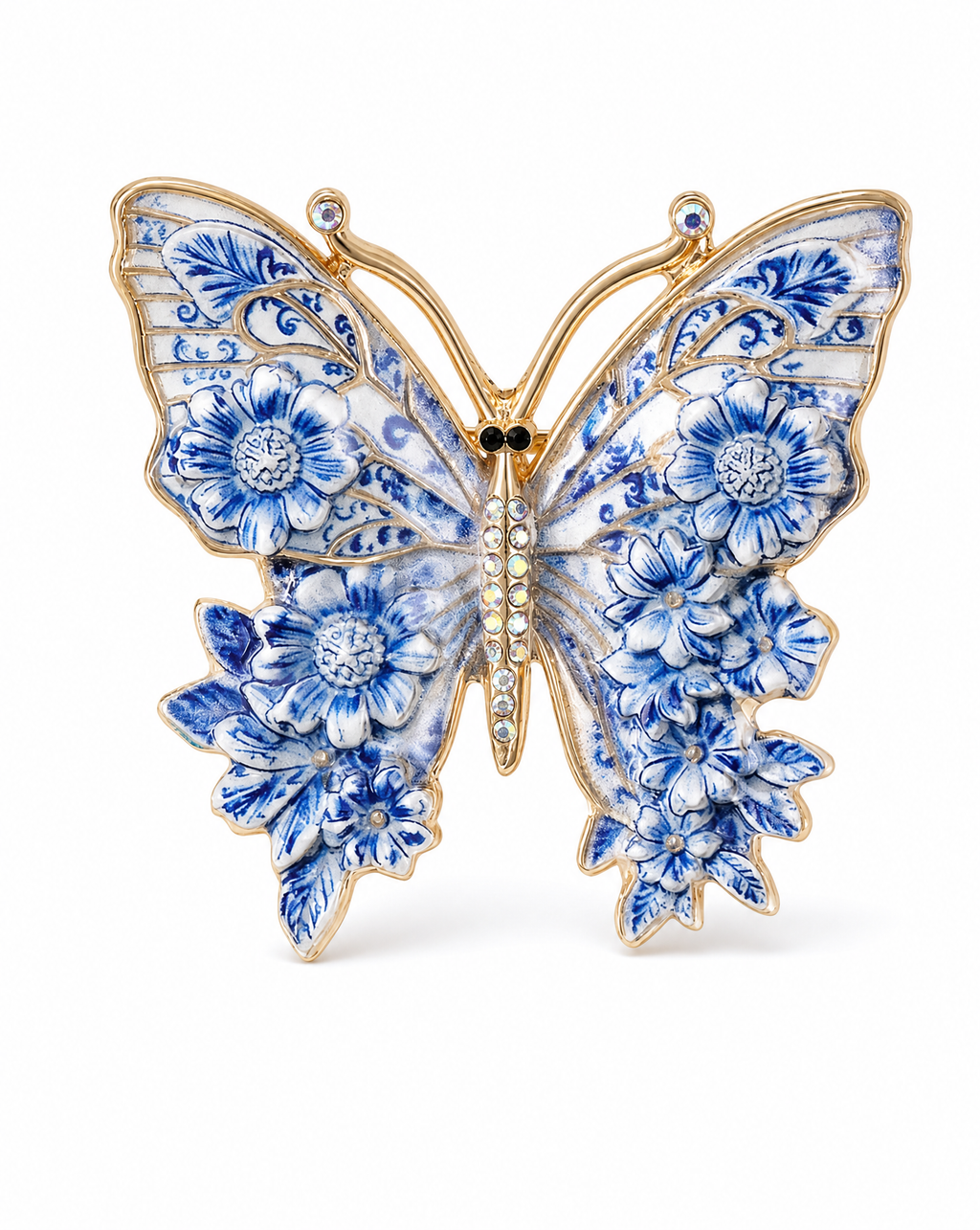 Butterfly Brooch with Blue Details