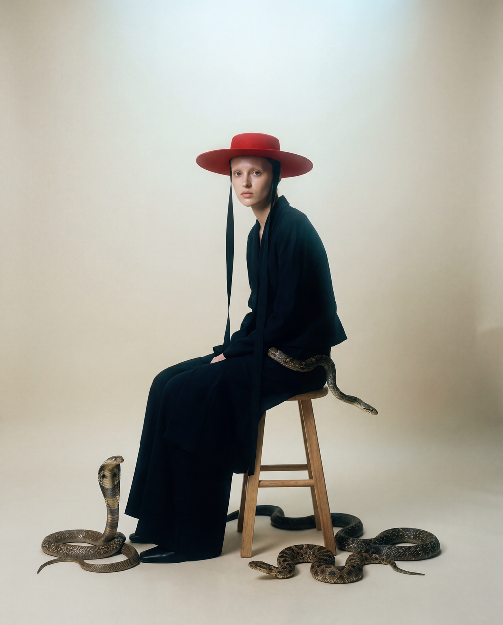 Red Canotier Wide Brim Boater Hat