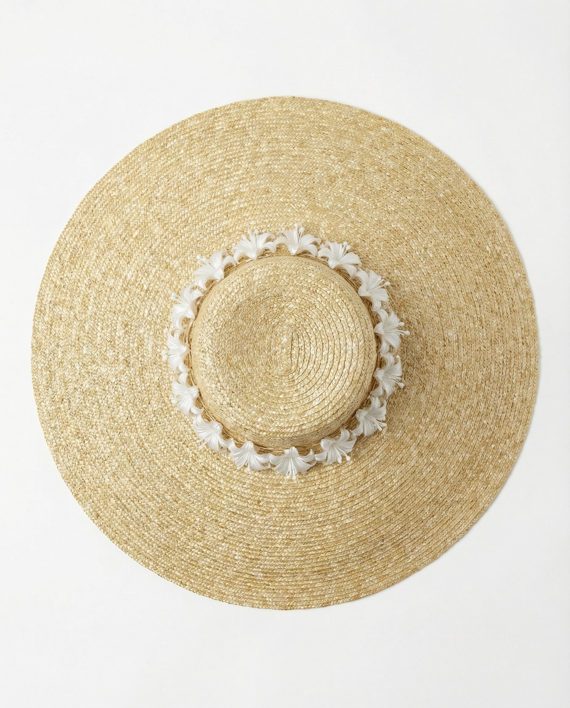 Wide Brim Summer Hat with Lillies