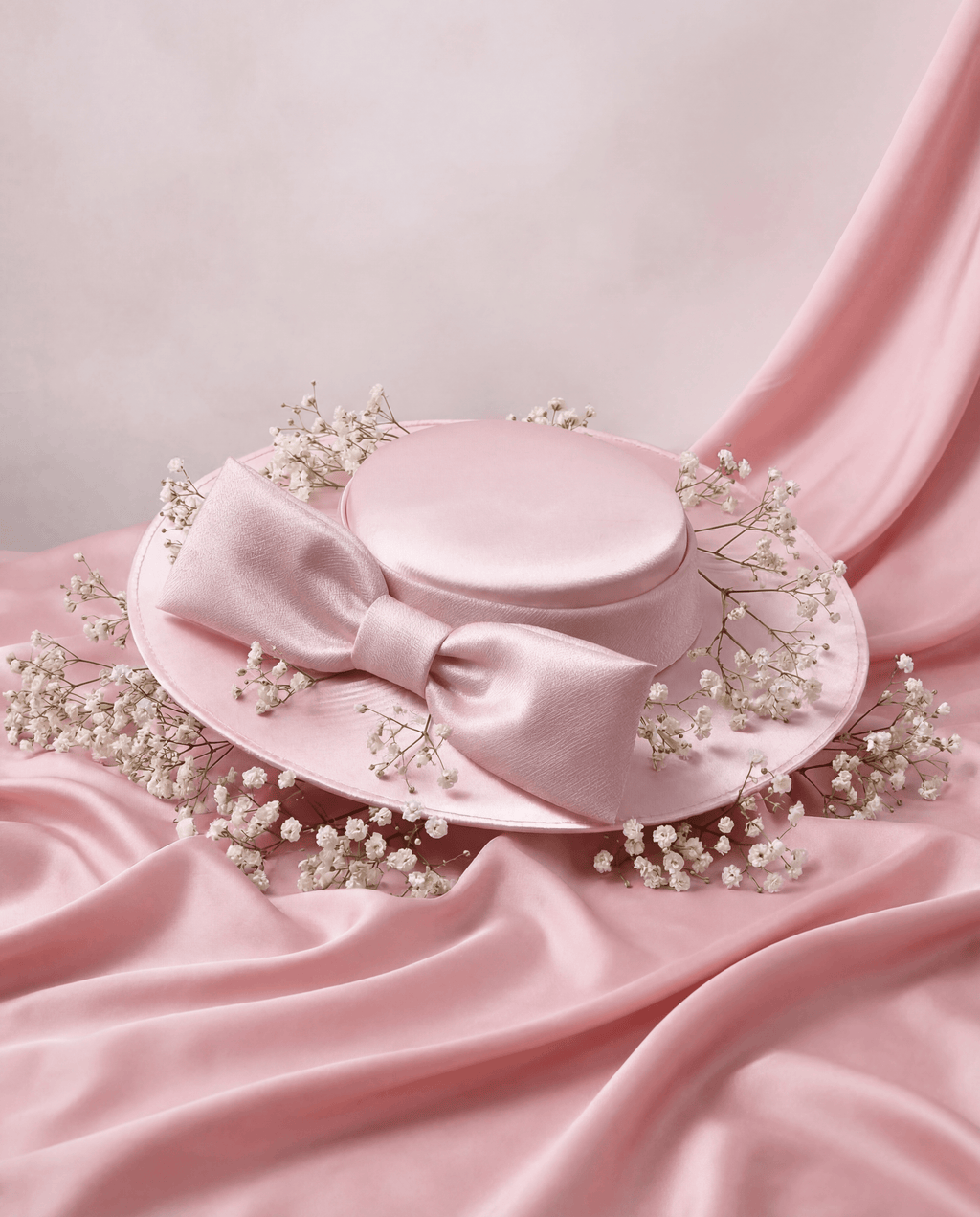 Satin Boater Hat with Bow