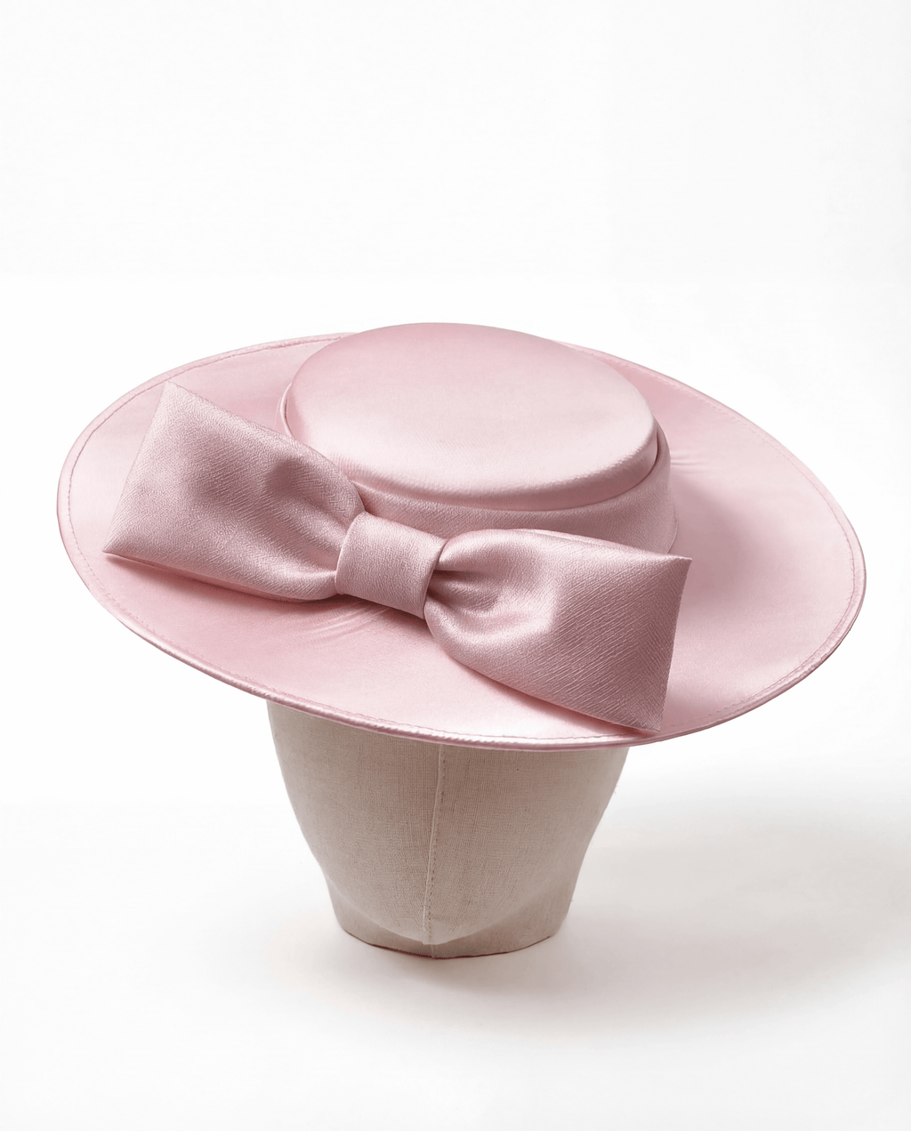 Satin Boater Hat with Bow