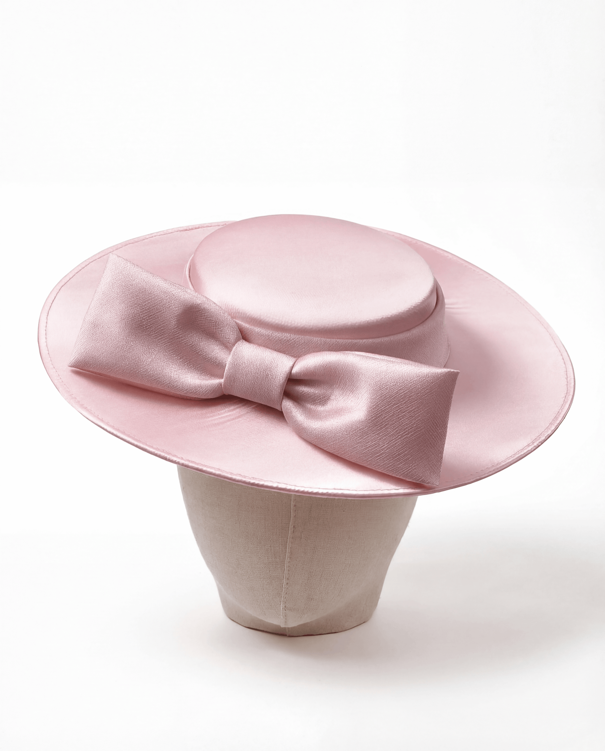 Satin Boater Hat with Bow