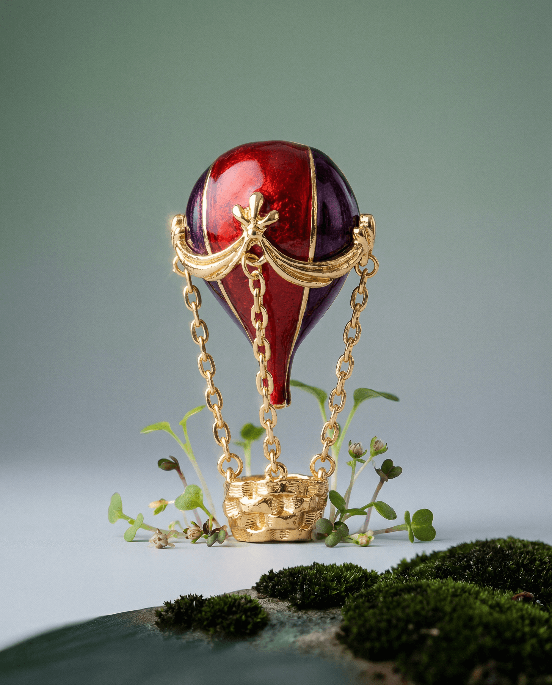 Hot Air Balloon Brooch - Red