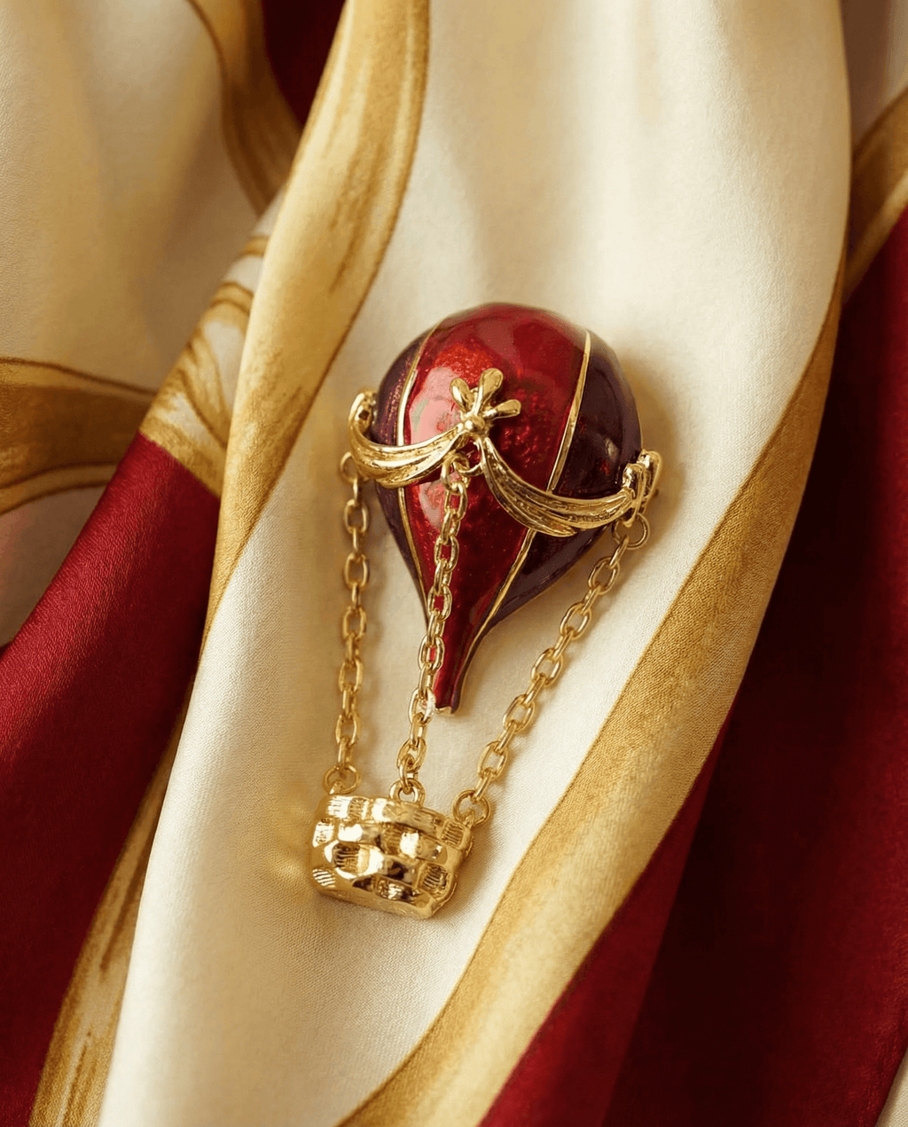 Hot Air Balloon Brooch - Red