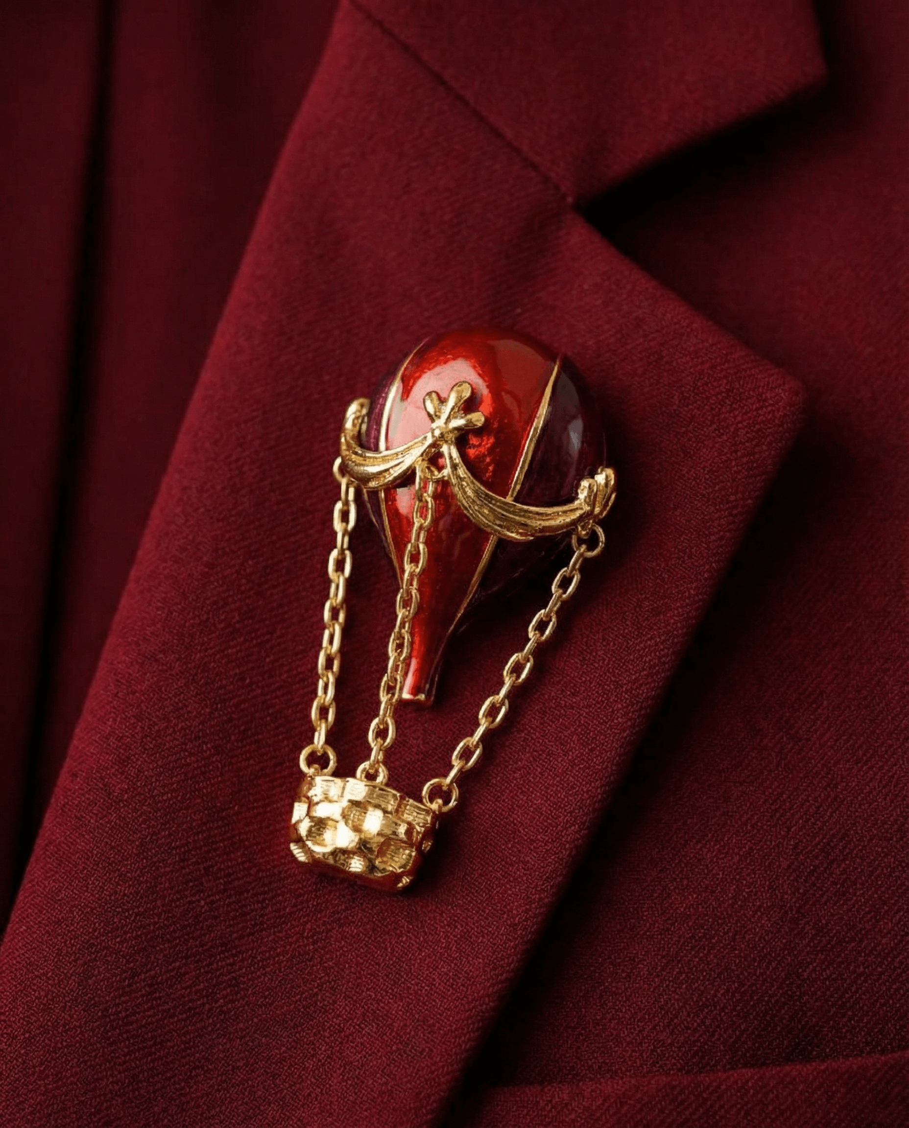 Hot Air Balloon Brooch - Red