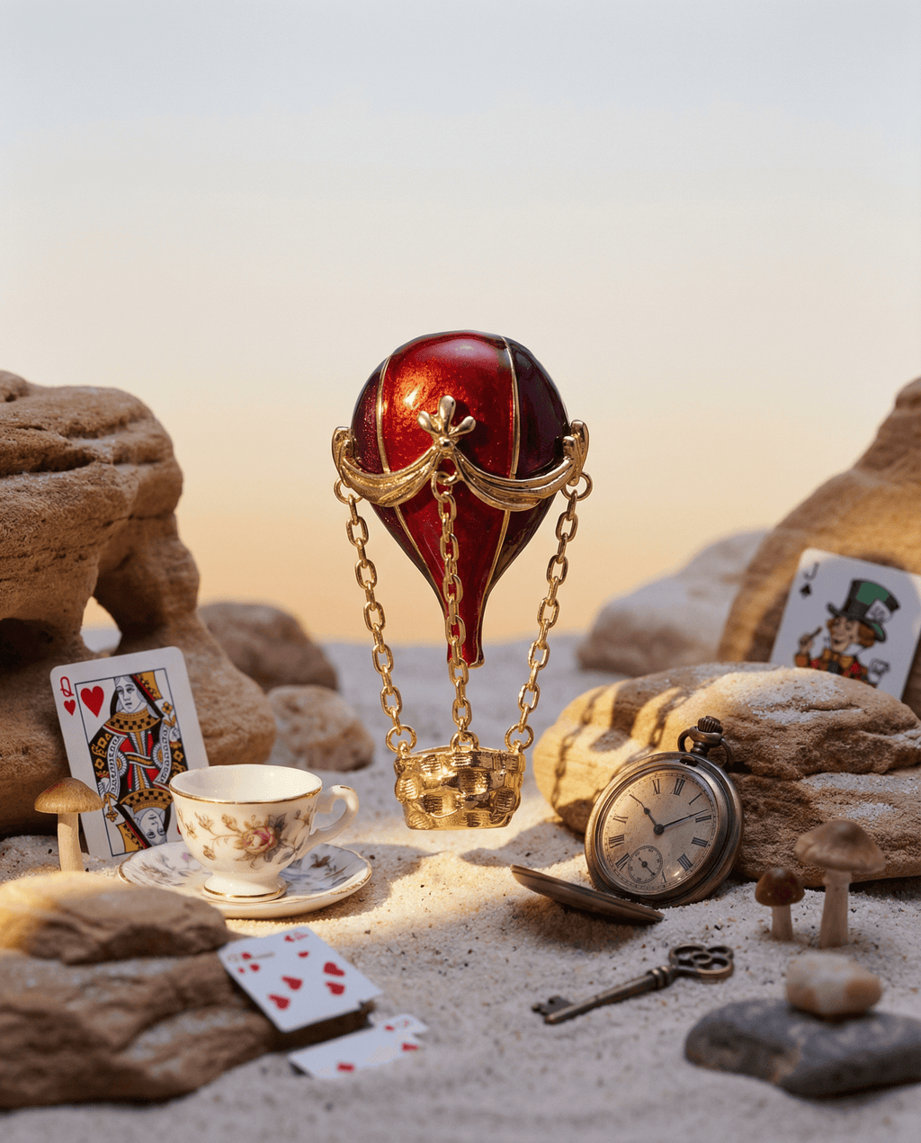 Hot Air Balloon Brooch - Red