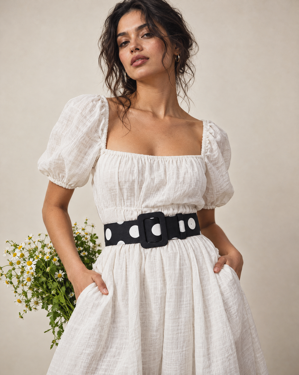 @Black and White Polka Dot Belt