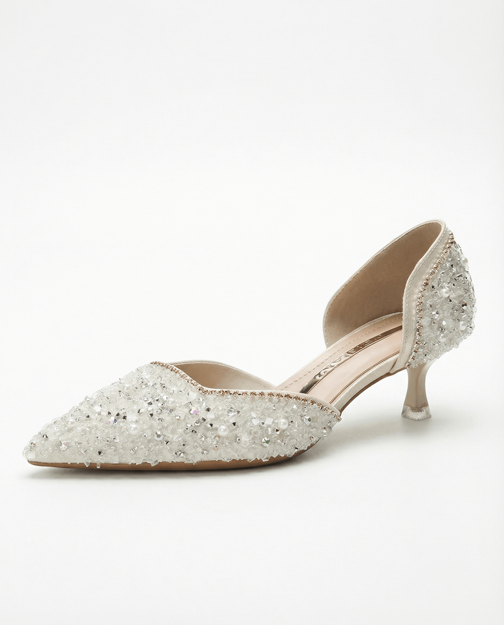 Sparkly Pointed-Toe Kitten Heels – Elegant Slip-On Evening Shoes