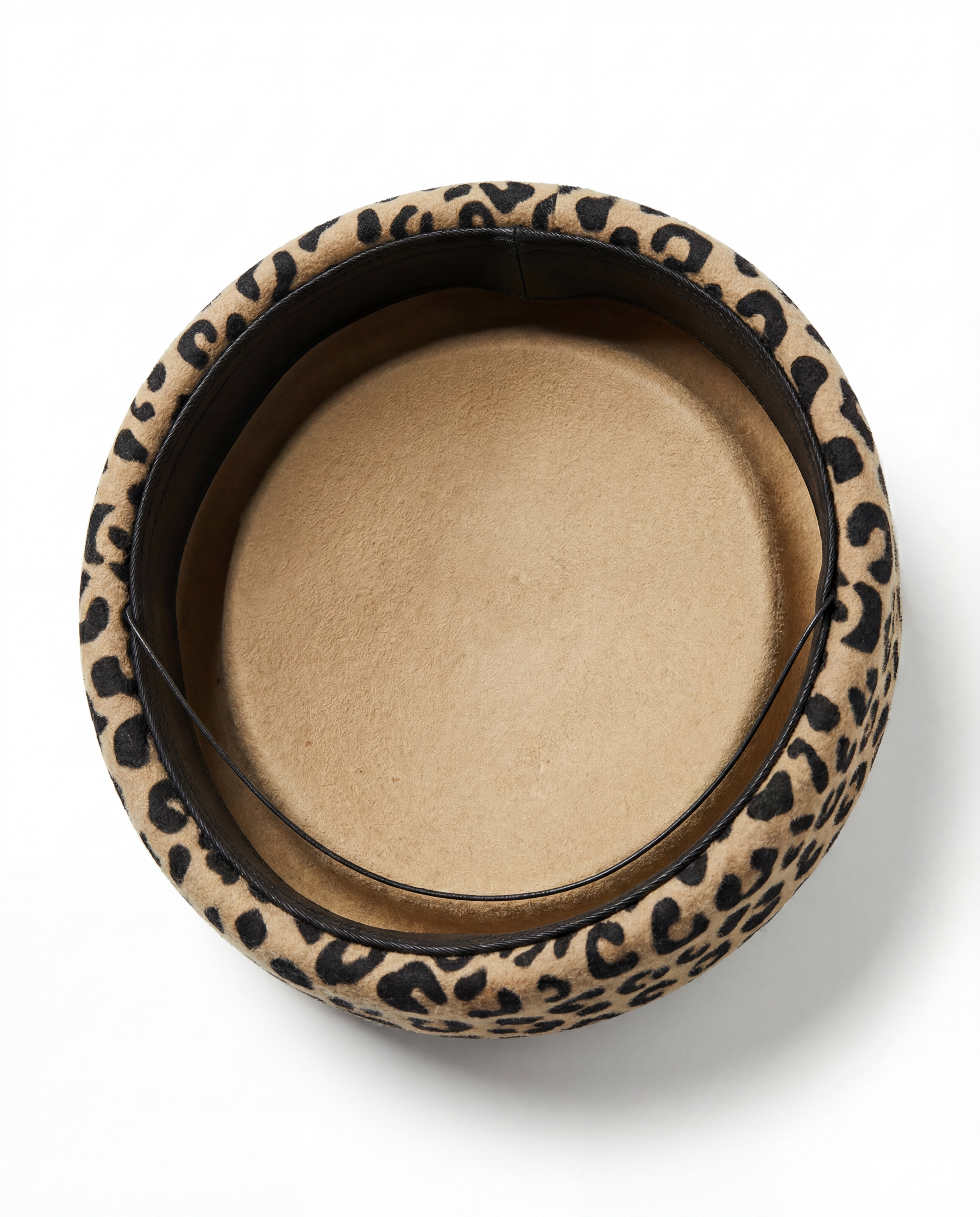 Leopard Print Pillbox Hat 100% Wool
