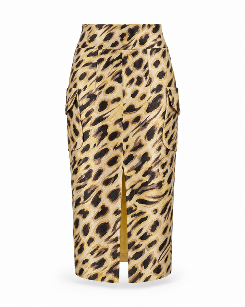 Tailored Midaxi Pencil Skirt in Leopard Jacquard