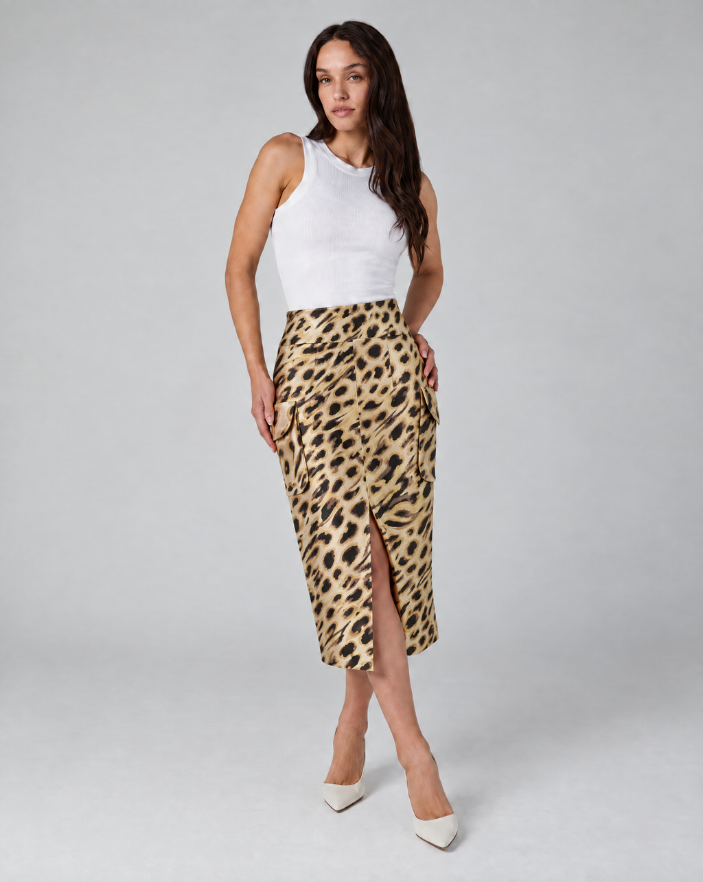 Tailored Midaxi Pencil Skirt in Leopard Jacquard