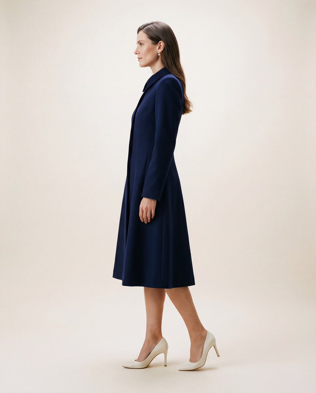 Tailored Navy Wool Coat Dress