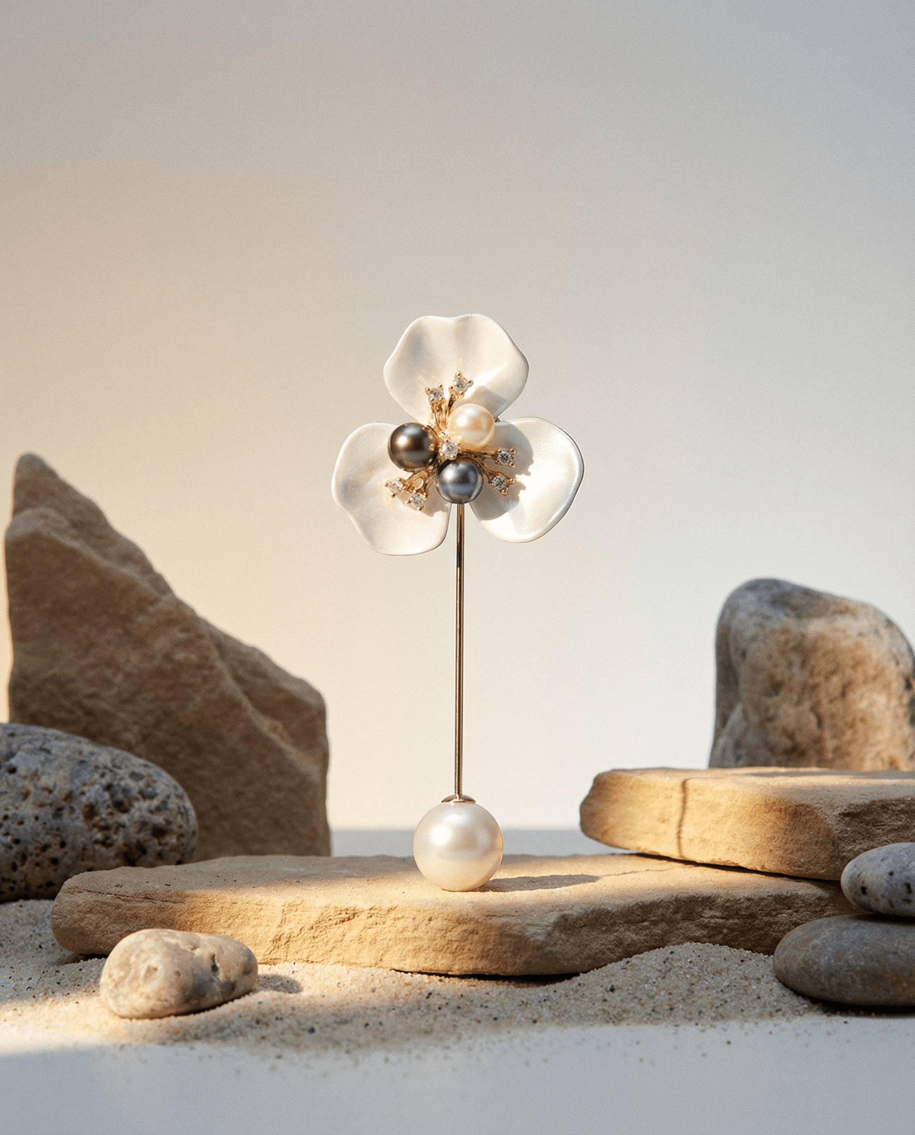 Orchid Pearl Brooch & Hat Pin