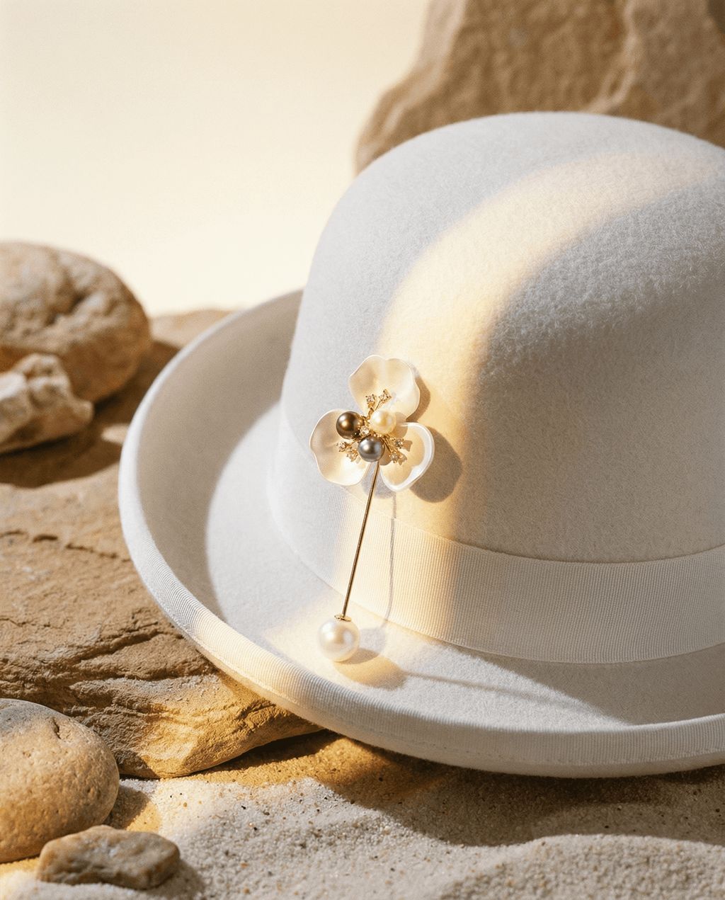 Orchid Pearl Brooch & Hat Pin