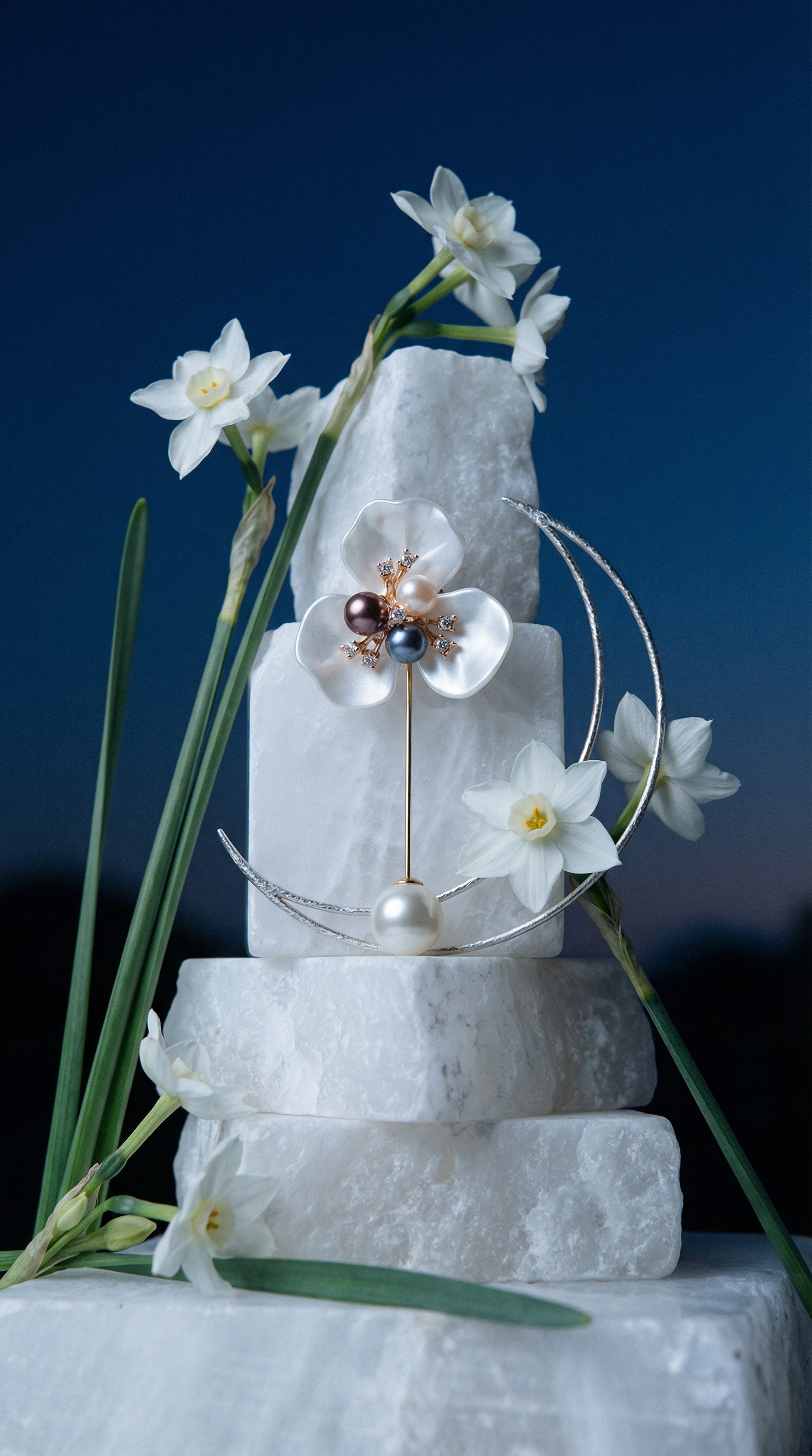 Orchid Pearl Brooch & Hat Pin