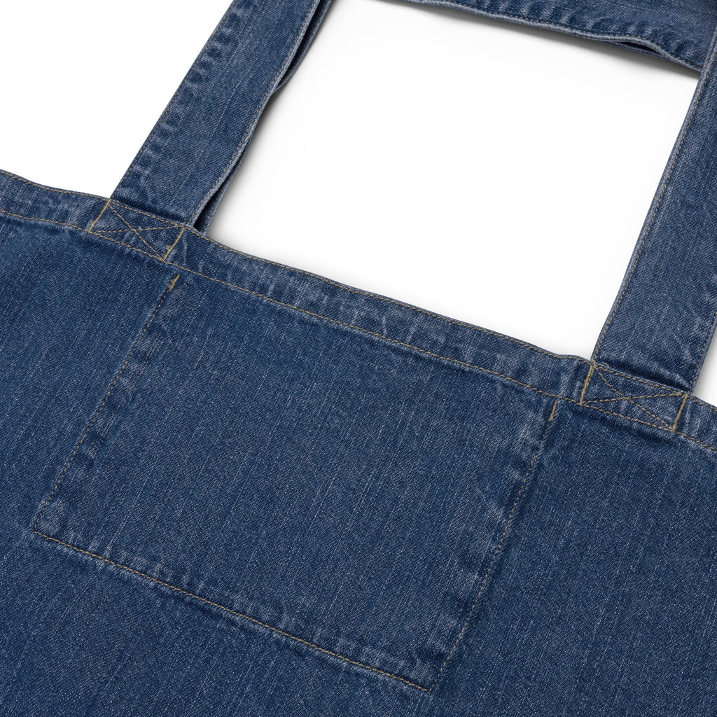 Pumpkin Spice Printed Organic Denim Tote Bag with Inside Pocket