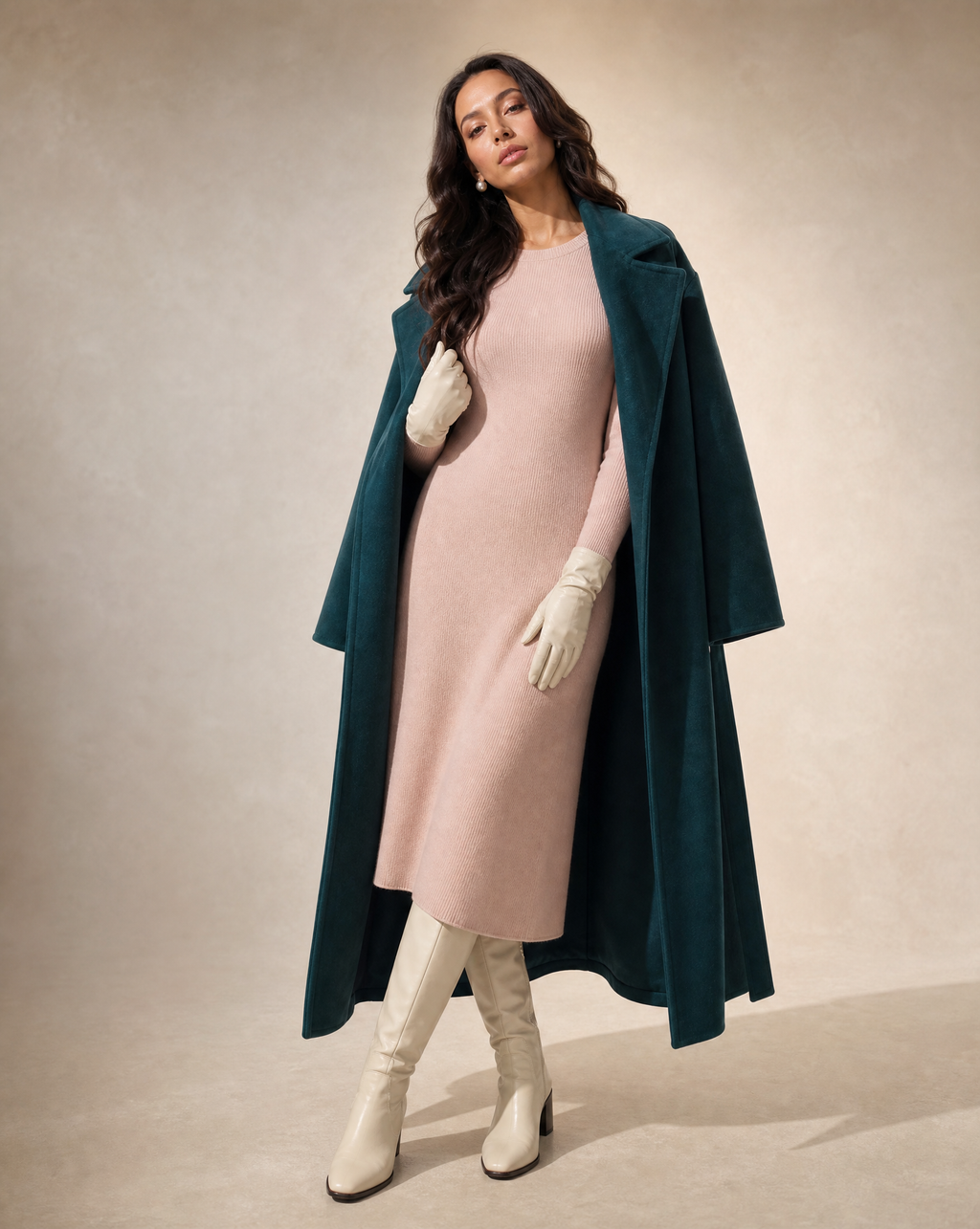 Oversized Dark Teal Wool Coat