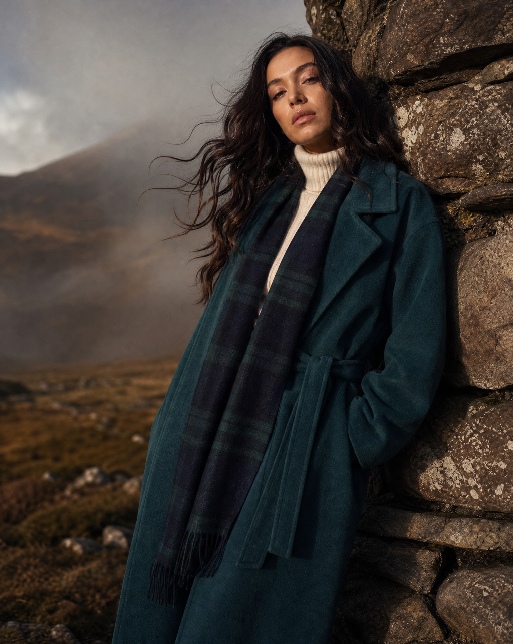 Oversized Dark Teal Wool Coat