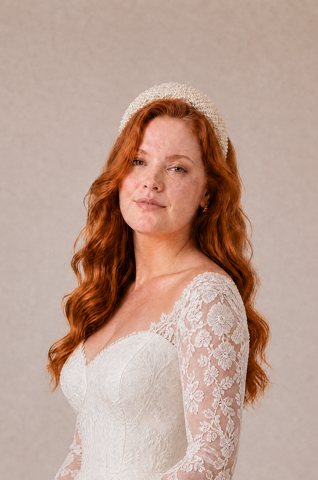 The Heirloom Pearl Couture Headband – Hand-Embroidered Bridal Statement Piece