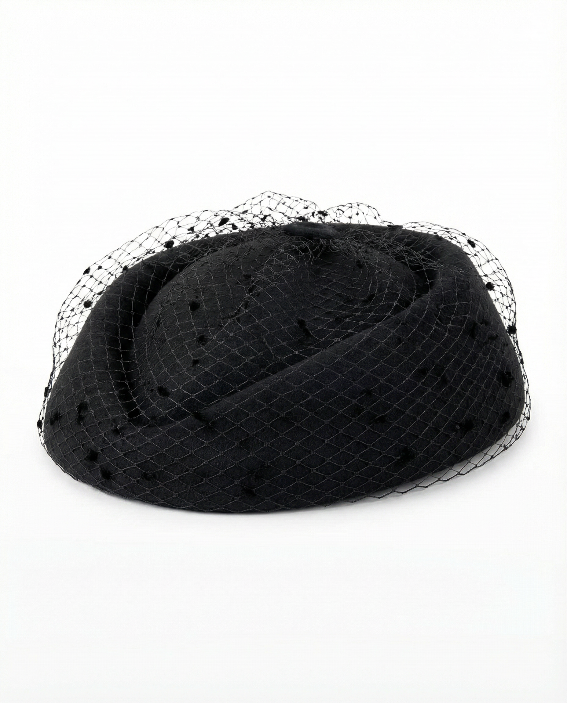 Pillbox Hat With Flocked Face Veil