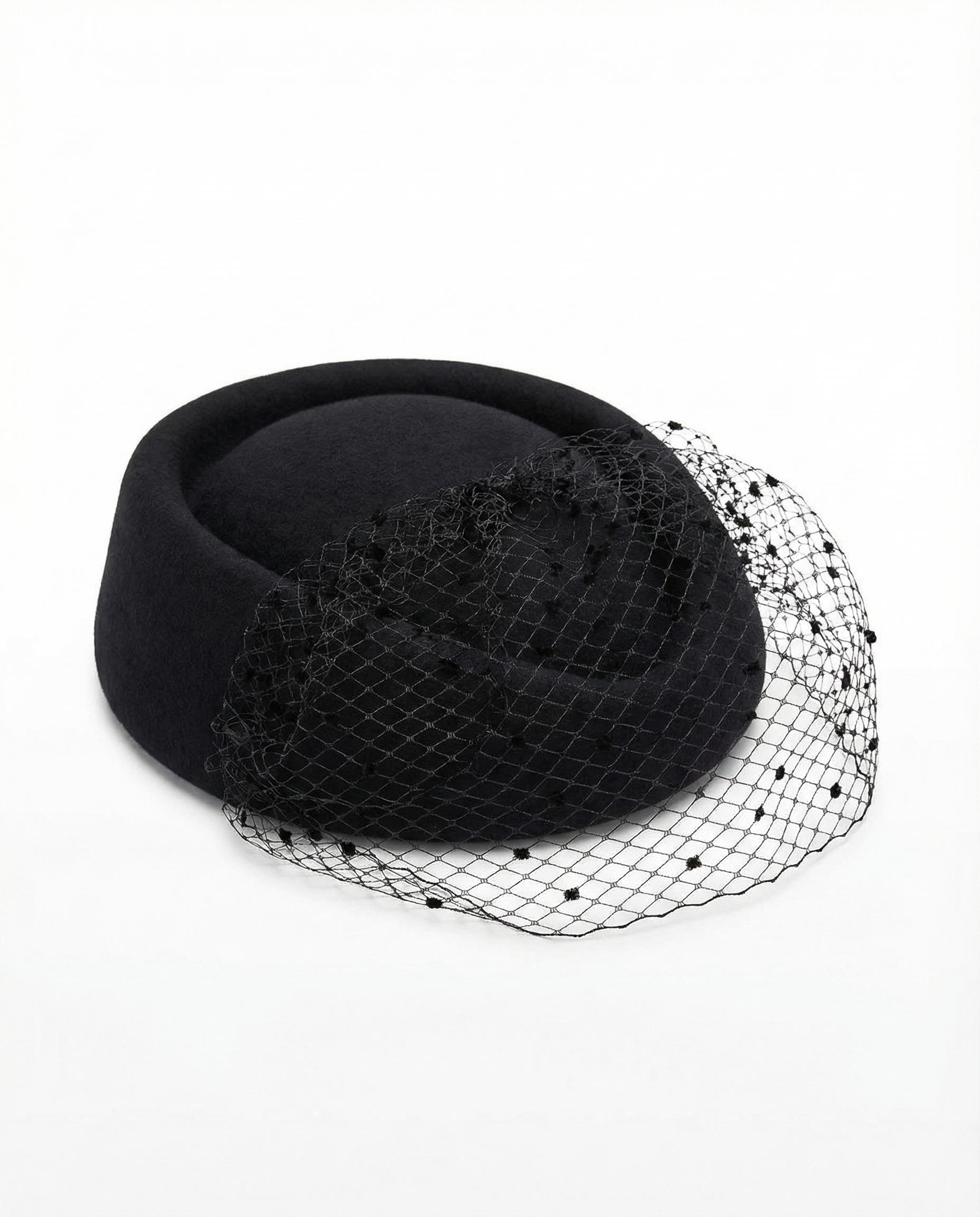 Pillbox Hat With Flocked Face Veil