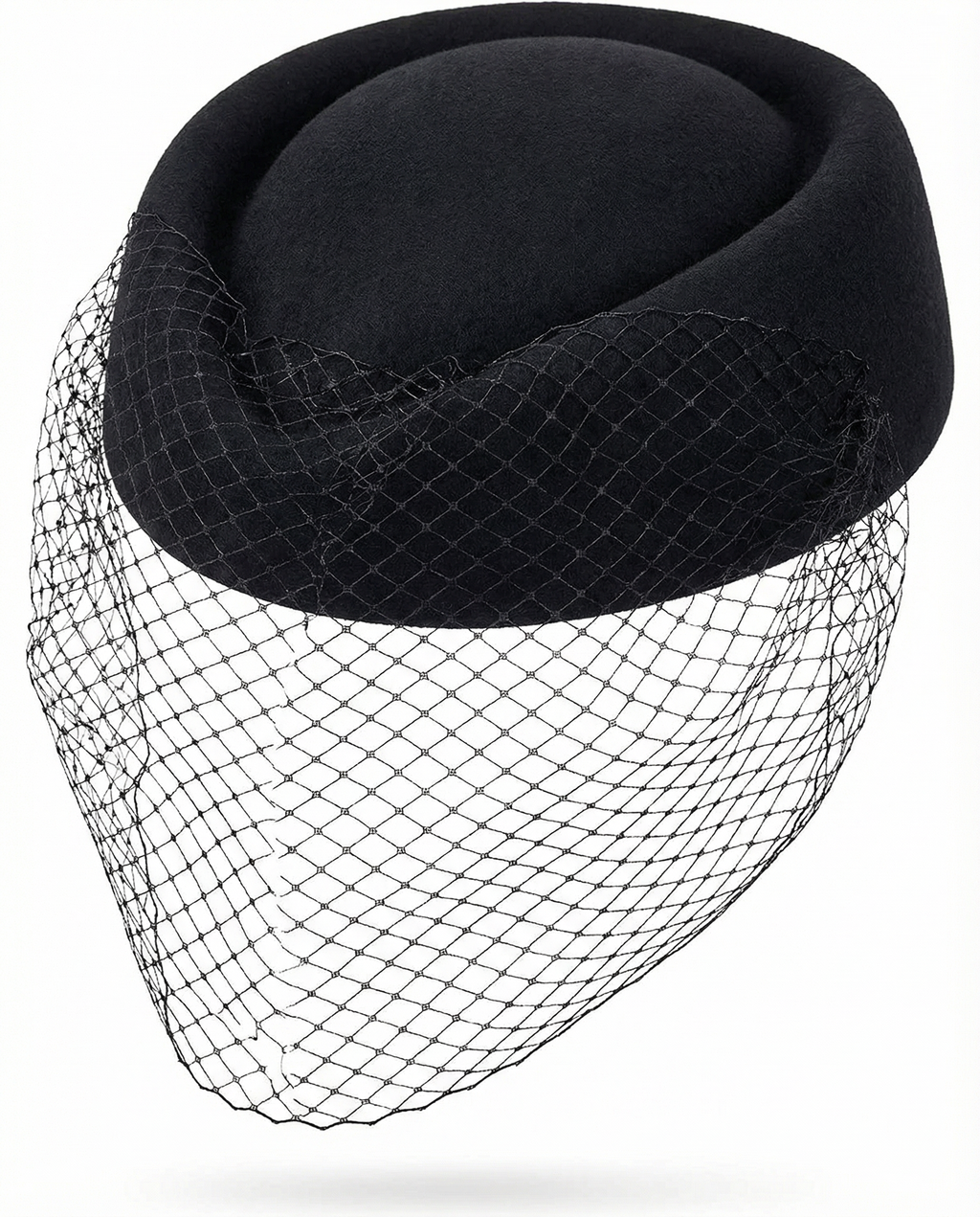 Pillbox Hat With Flocked Face Veil