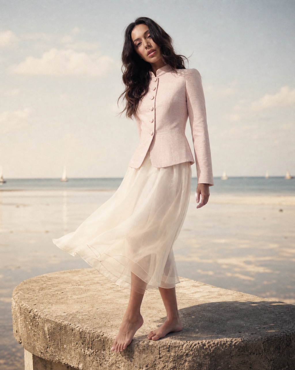 Structured Linen New Look Jacket in Blush Pink